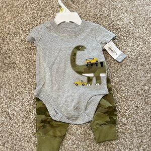 Carter's Gray and Green Dinosaur Matching Set